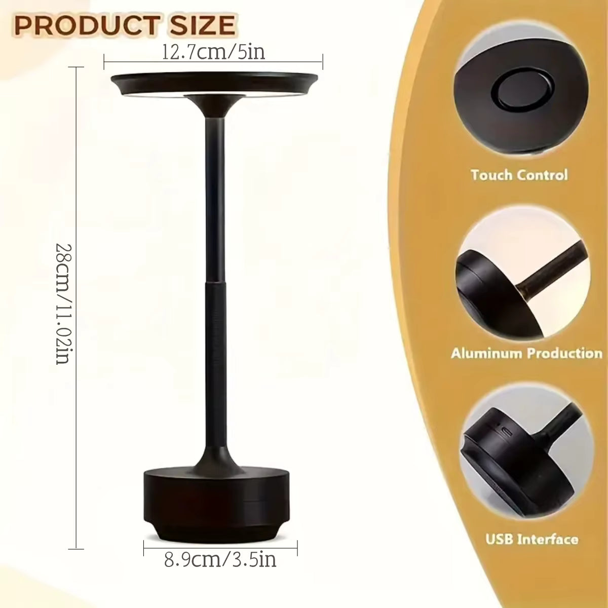 Cordless LED Table Lamp with Touch Dimming